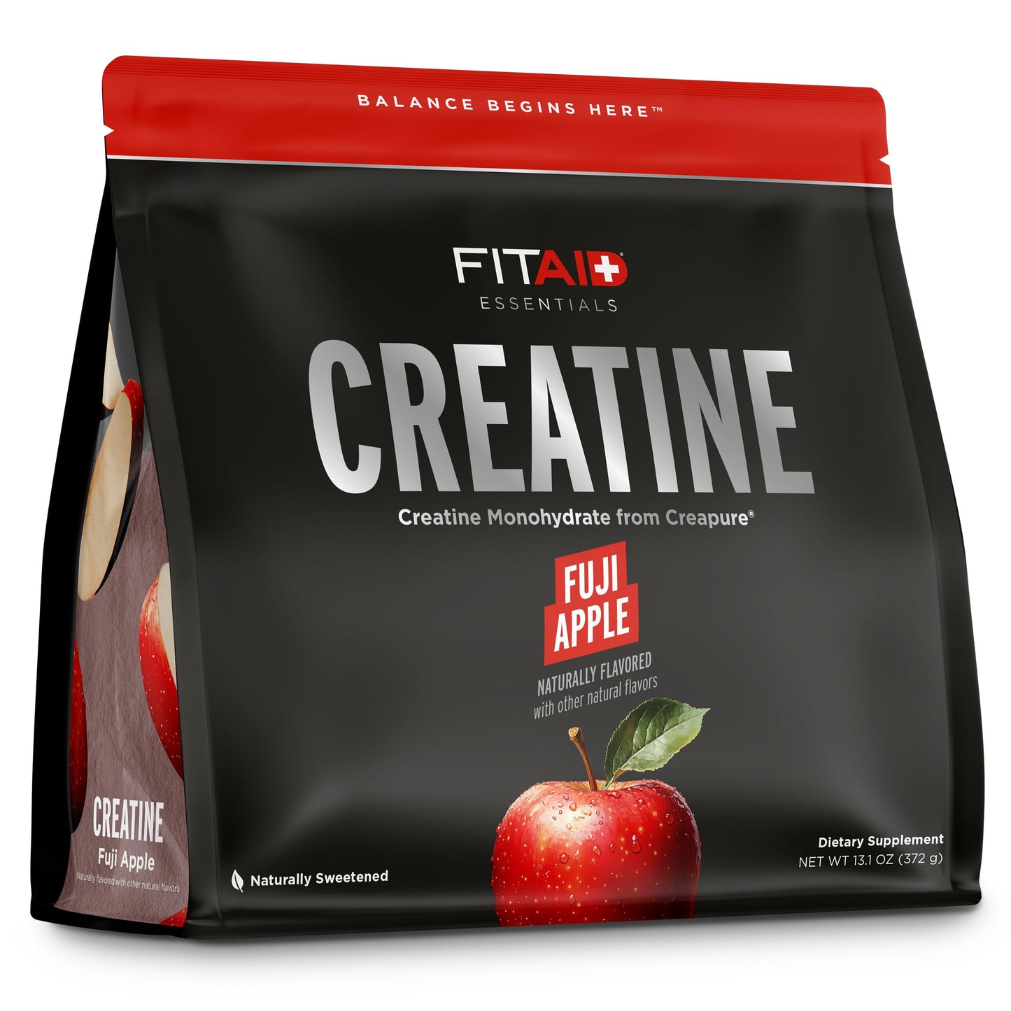 Fitaid Creatine Monohydrate Powder  Creapure  Fuji Apple  Atp Production For Weightlifting  Running  Naturally Flavored  Smooth-Mixing  Easy On Stomach  Resealable  60 Servings