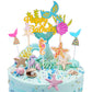 Diyasy Glitter Mermaid Cake Toppers, 6 Pack Happy Birthday Cake Decoration For Girls Party And Baby Shower