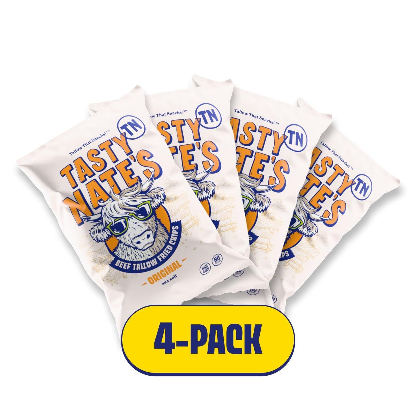 Tasty Nates Beef Tallow Potato Chips - Original Sea Salt, Fried in 100% Beef Tallow - Seed Oil Free Chips, Paleo Snacks for Adul