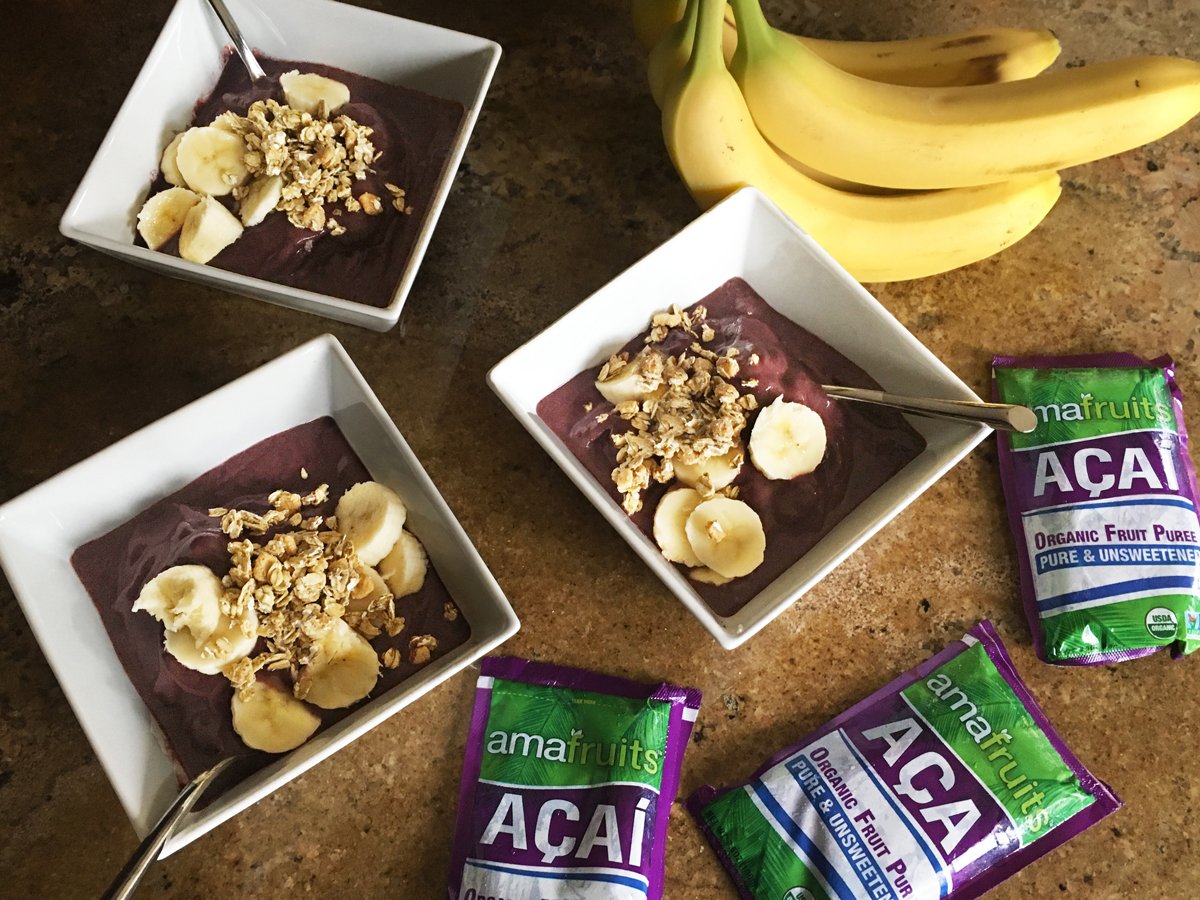 Amafruits Acai Berry Frozen Puree - USDA Organic, Non-GMO, Zero Sugar, 48 Packs x 3.5oz