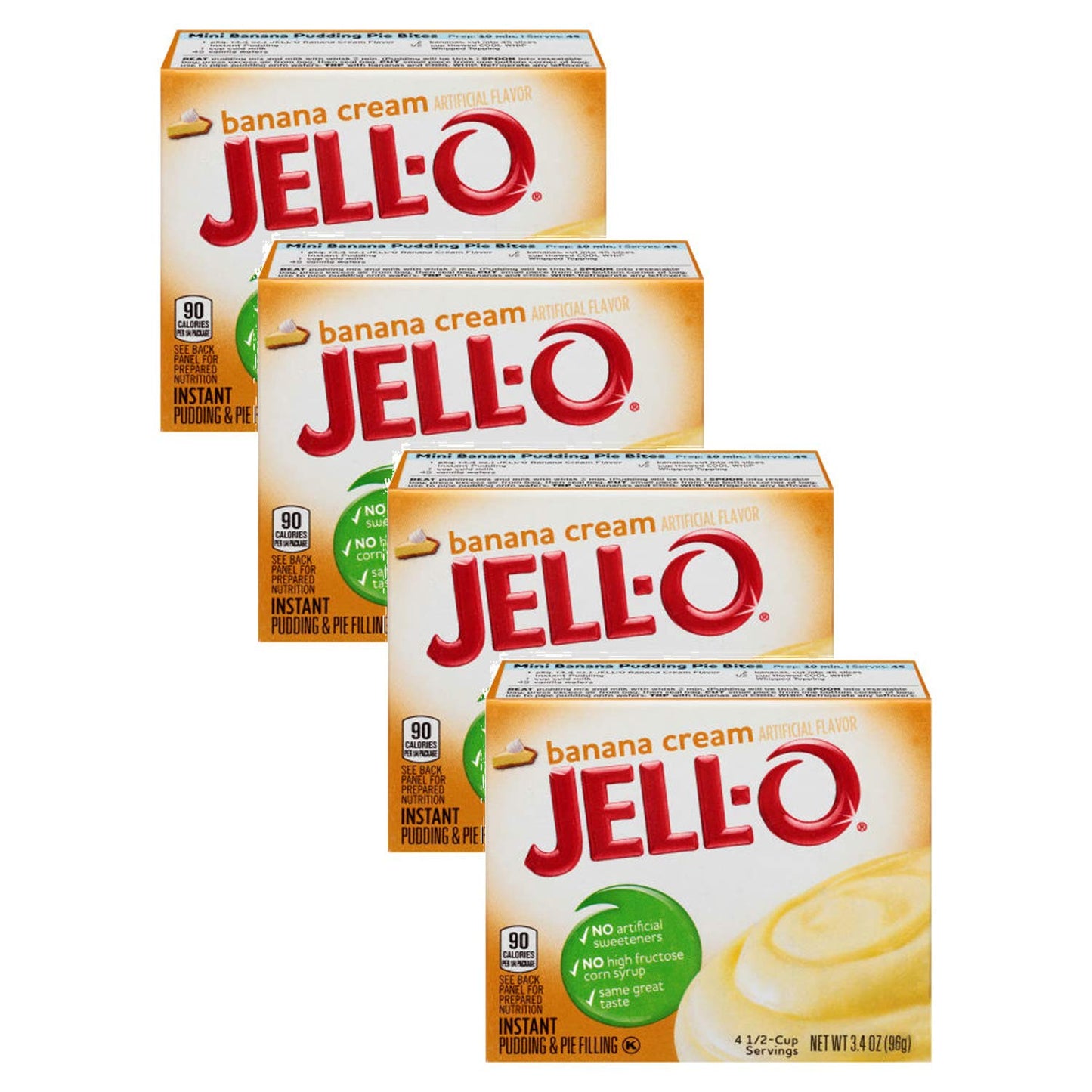 Jell-O Instant Cook & Serve Pudding, Banana Cream, 3.4 Oz (Pack of 4)