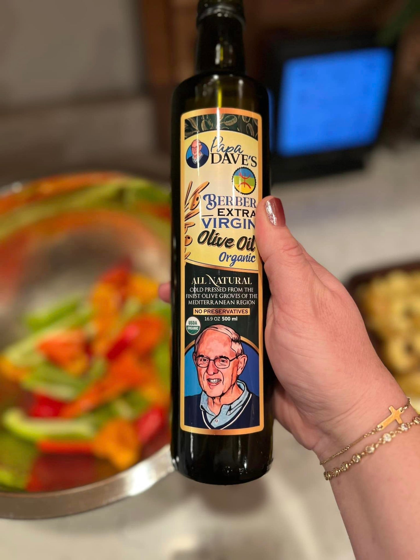 Papa Daves Organic Extra Virgin Olive Oil - First Cold Pressed, Gluten-Free, Non-GMO - 16.9 Oz Bottle