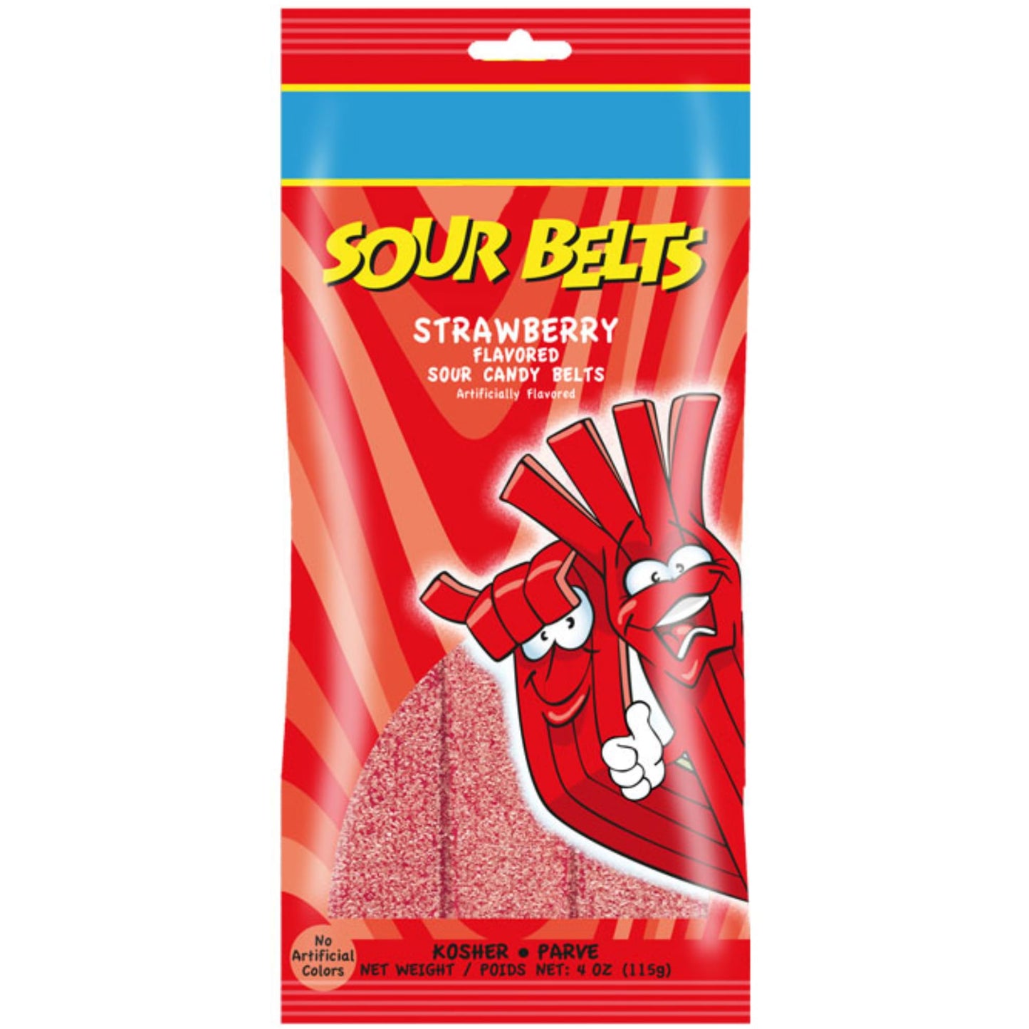 SNACKTERY Strawberry Sour Belts - Non-GMO, Vegan, Kosher - 4 oz Red Candy Pack
