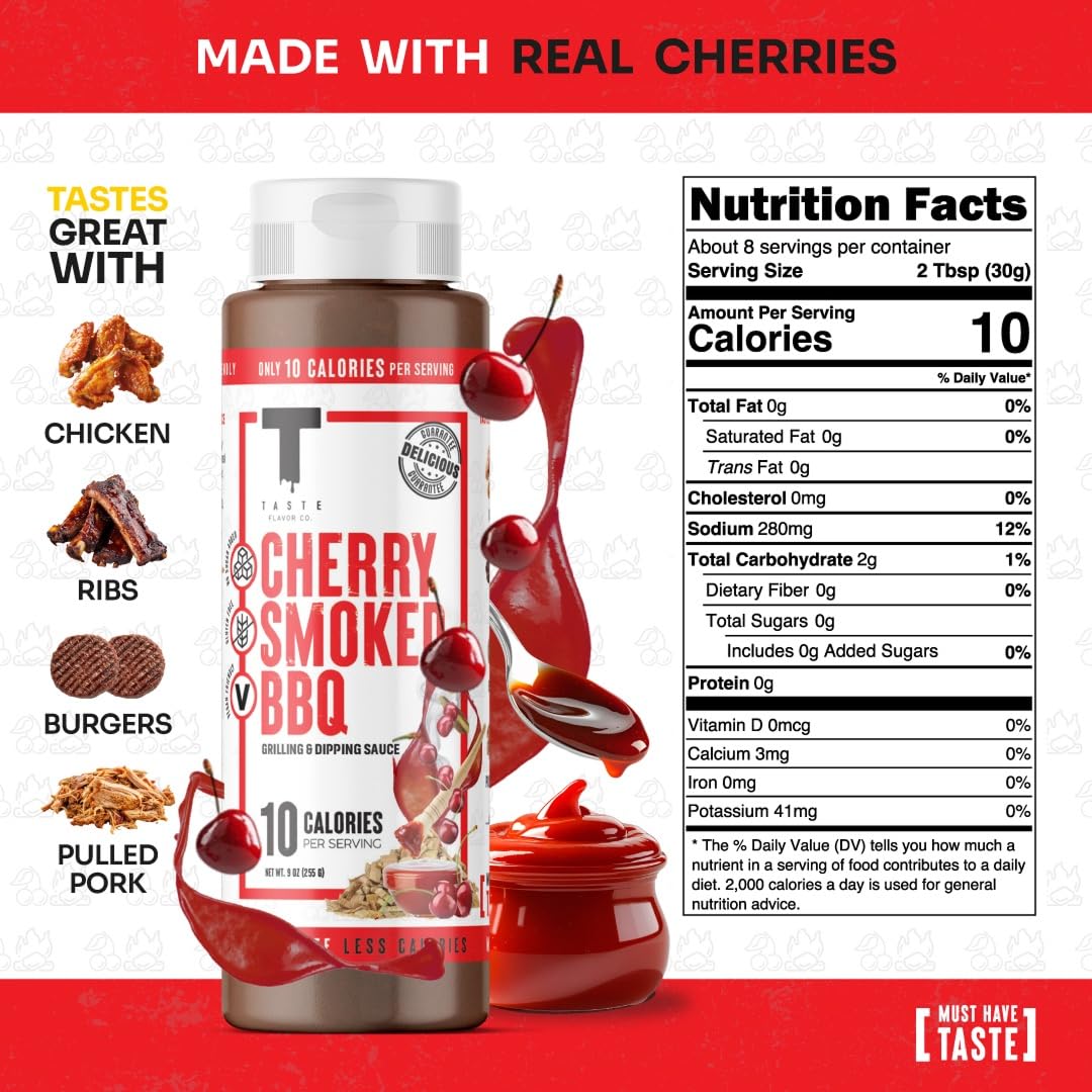 Taste Flavor Co. Wing Sauce and Marinade, Keto Friendly, Low-Calorie, 1 Pack, Cherry Smoked Barbecue