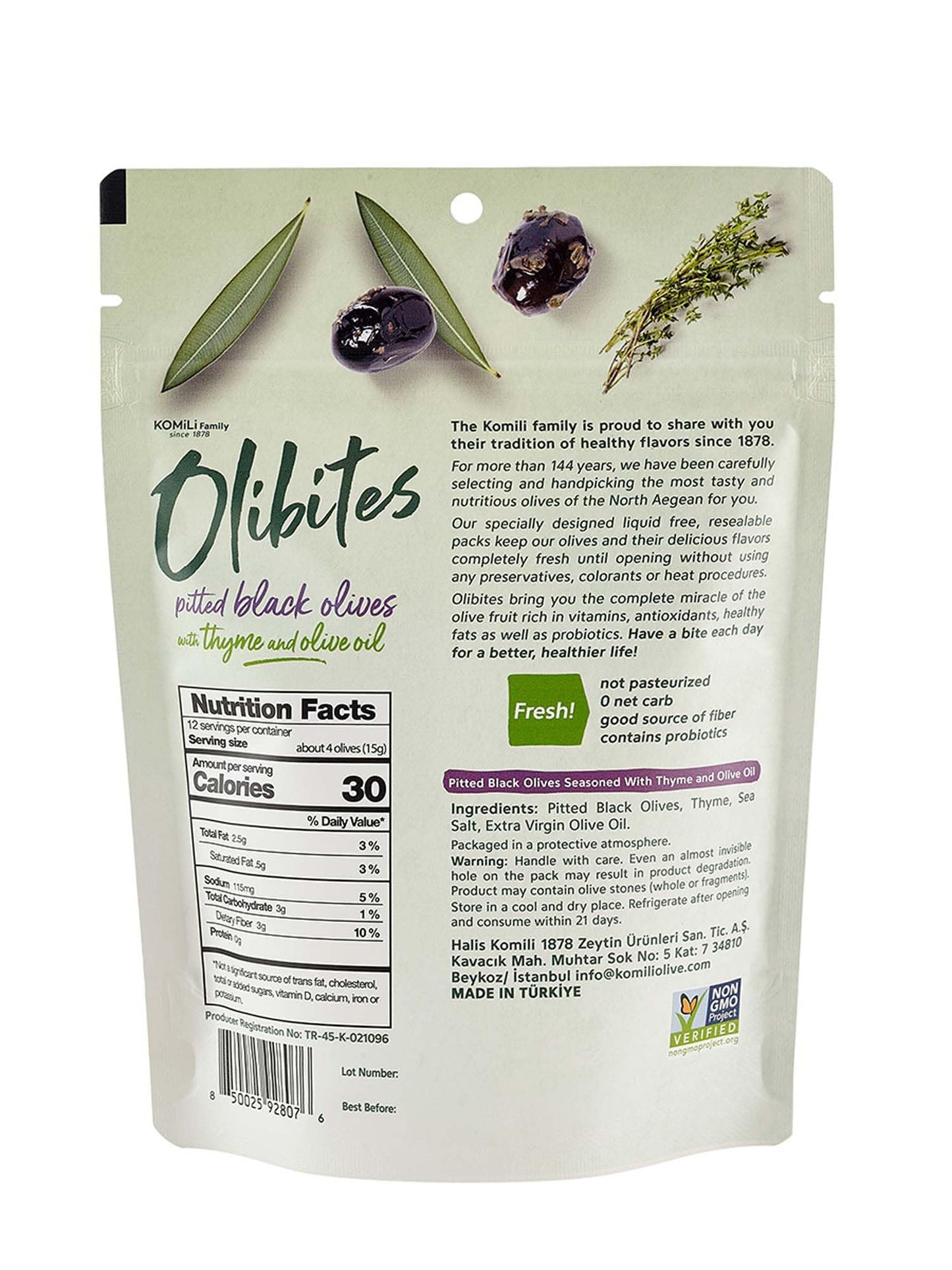 Olibites Pitted Olives - Marinated in Extra Virgin Olive Oil, 5 oz, Black