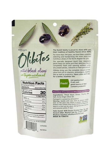 Olibites Pitted Olives - Marinated in Extra Virgin Olive Oil, 5 oz, Black