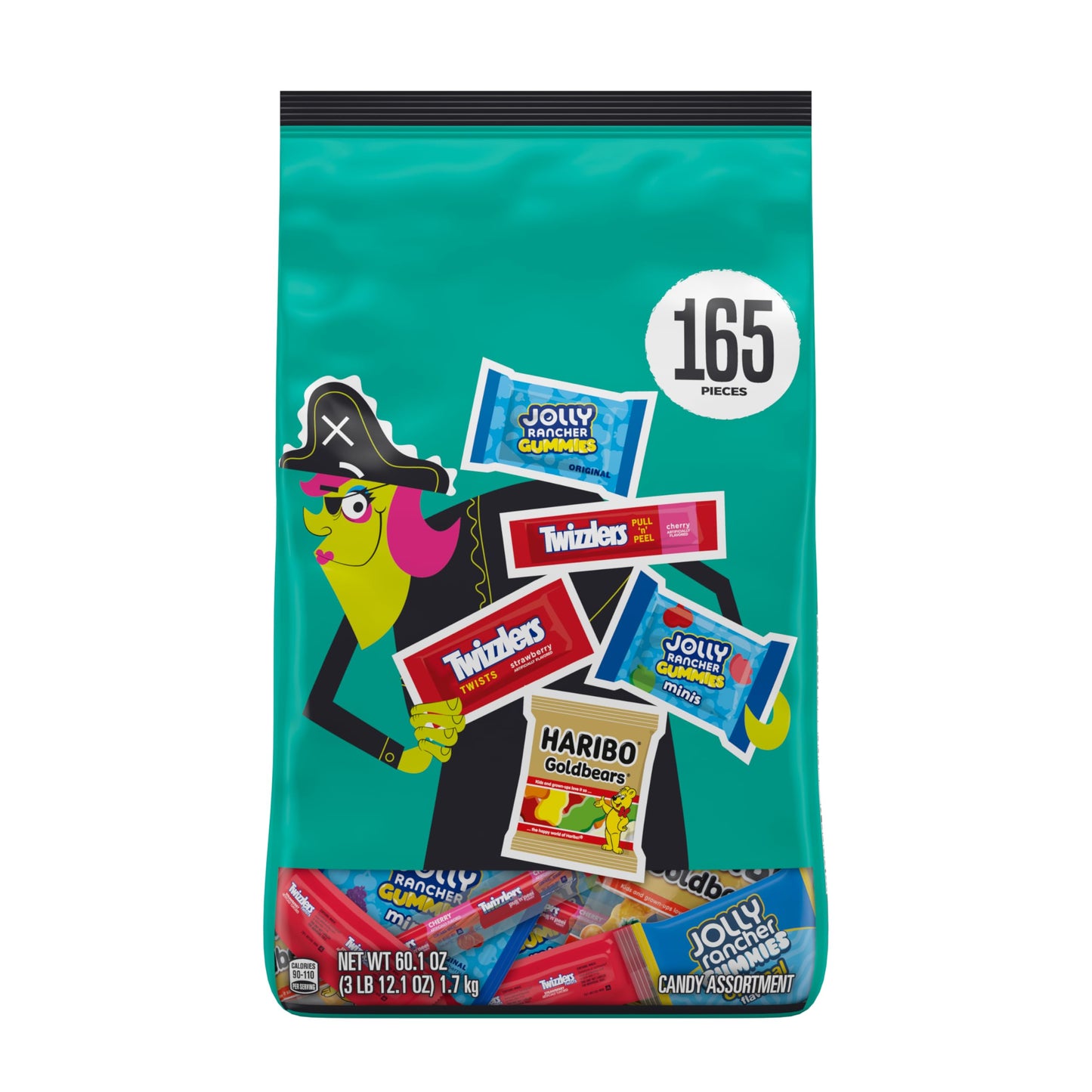 HAL Sweets Assortment Stand Up Bag (JOLLY RANCHER Gummies  JOLLY RANCHER Gummies Minis  TWIZZLERS PULL N PEEL Cherry Flavored  TWIZZLERS Strawberry Flavored Twists and HARIBO GOLDBEARS)