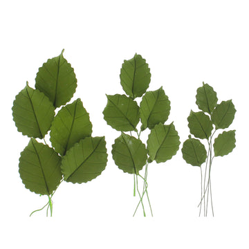 Global Sugar Art Rose Leaf Dark Green Sugar Cake Flower, 3 Sizes, 120 Count By Chef Alan Tetreault
