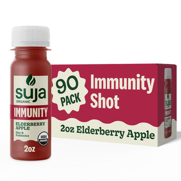 Suja Organic Immunity Elderberry Shot (90 Pack) with Turmeric and Ginger | Immunity Boost & Support | Functional Shots | Cold-Pr