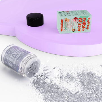 Silver Edible Glitter - 5G Food Grade Cake Decorating Shimmering Glitter, Edible Sprinkle Luster Dust For Drinks, Chocolates, Fo