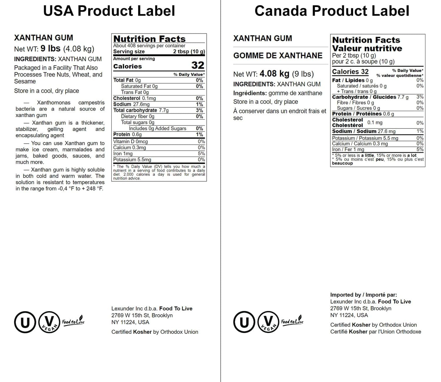 Food To Live Xanthan Gum, 9 Pounds - Kosher, Vegan, Keto Friendly, Pure Powder, Bulk, Great For Baking