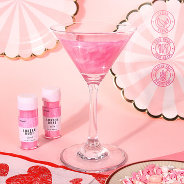 Pink Edible Glitter For Cocktails, Luster Dust Edible 5G Glitter For Cakes, Baking, Cupcakes, Chocolate, Macaron, Strawberries,