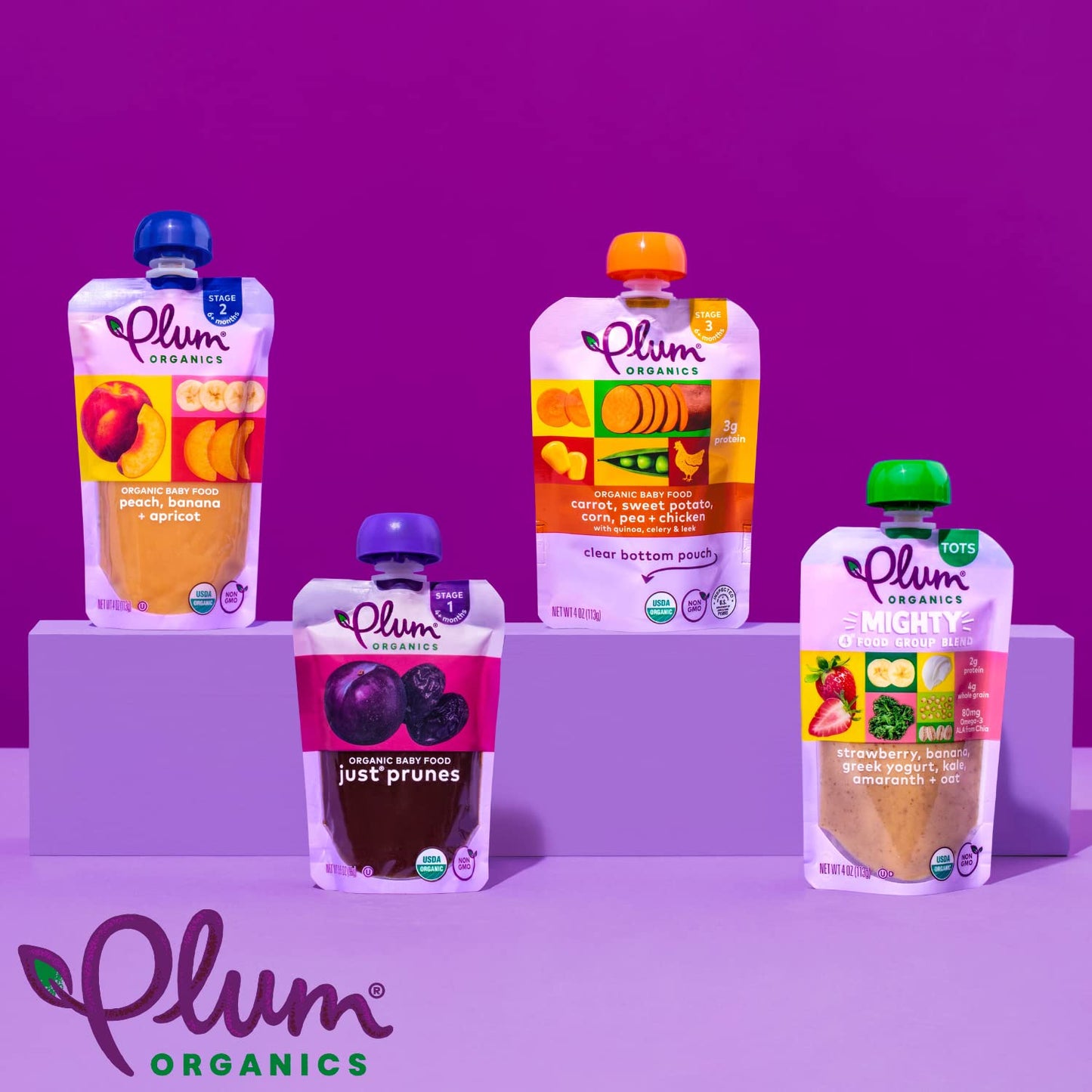 Plum Organics  Stage 1  Organic Baby Food Meals [4+ Months]  Just Prunes  3.5 Ounce Pouch (Pack Of 12) Packaging May Vary