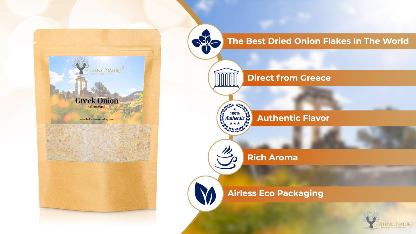 Greek Onion Dried Flakes Premium Quality- From Mount Olympus Handpicked And Air-Dried In Doypack With Ziplock For Awesome Freshn