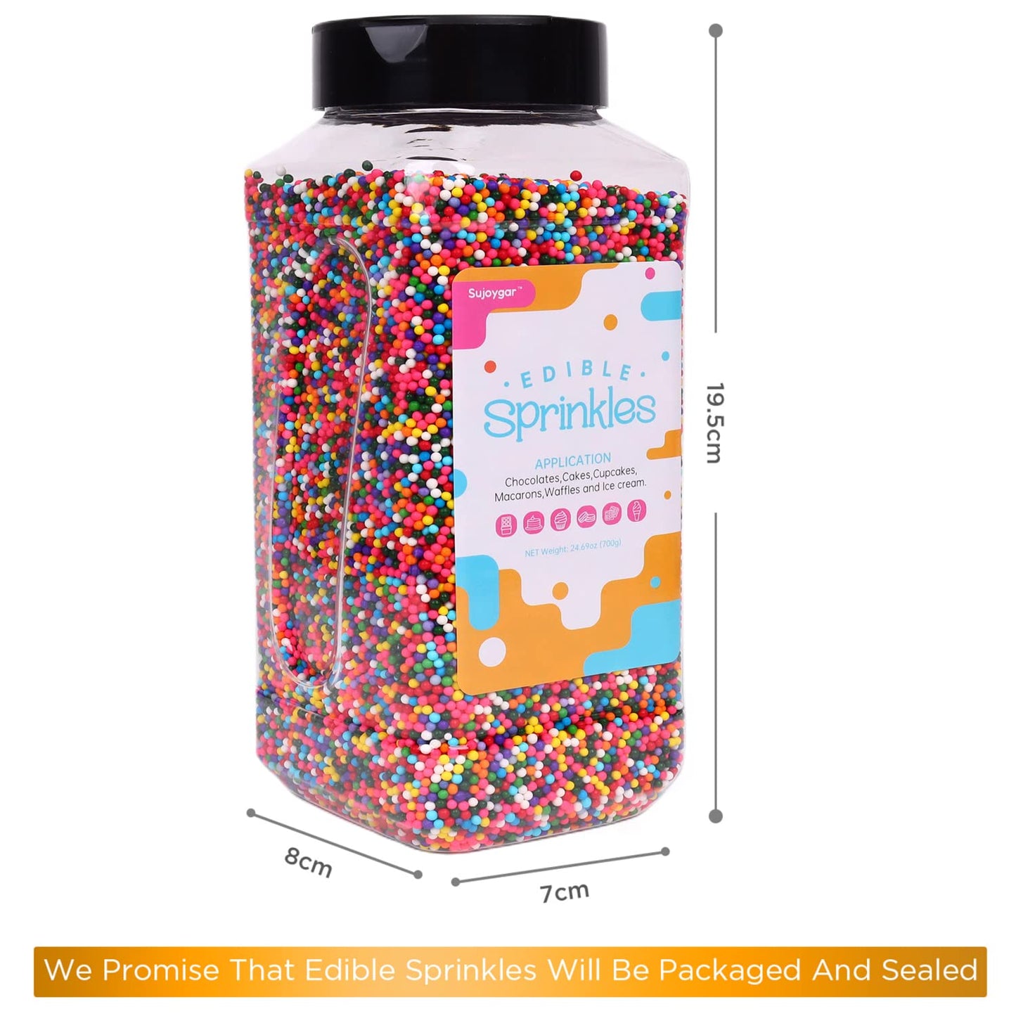 Rainbow Sprinkles, Nonpareils Sprinkles For Cake Decorating, Cake Sprinkles Bulk 1.54 Lb, Sujoygar, Cupcake, Cookie, Chocolate,