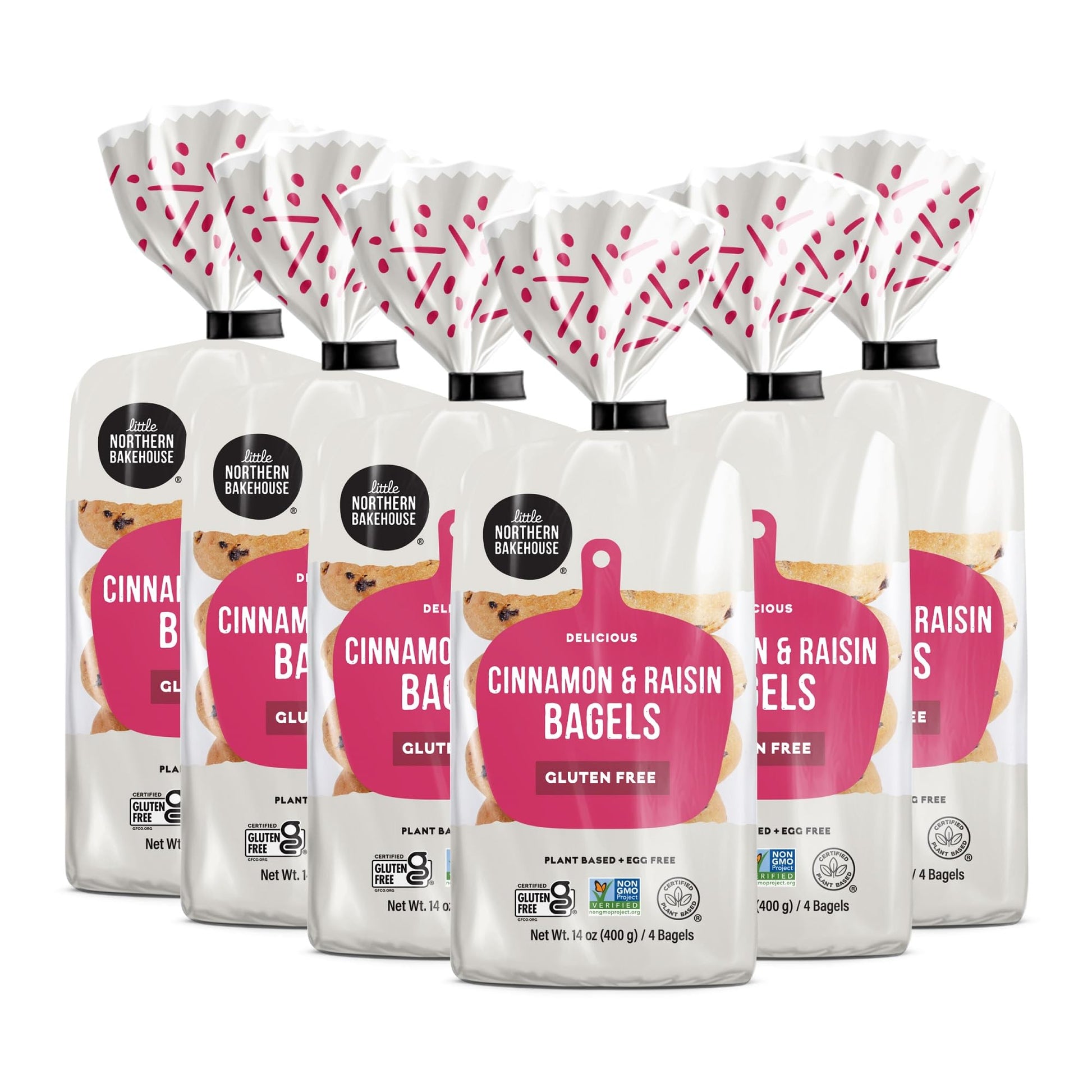 Little Northern Bakehouse Gluten Free Cinnamon & Raisin Bagels, Non-GMO and Allergy-Friendly Bagels (6 pack, 14 oz. each)