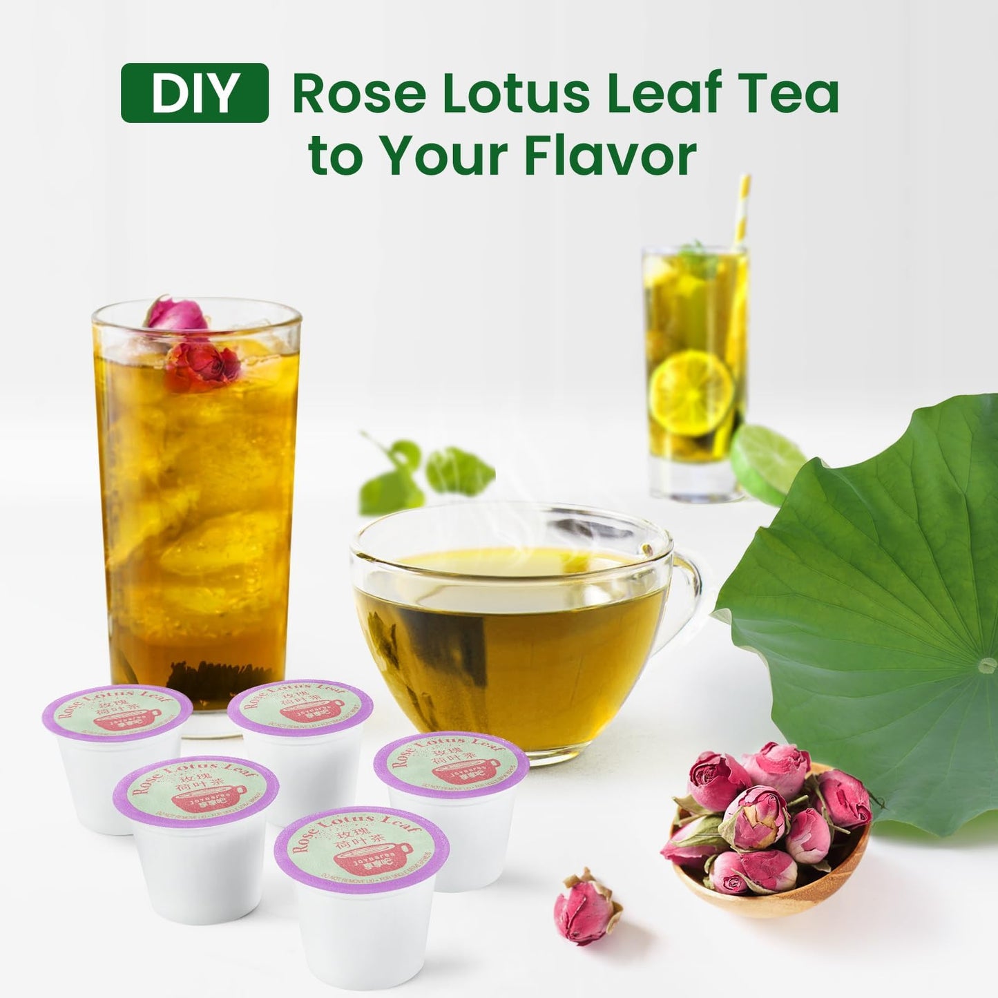 Eastsign Tea K Cups, 24-Count One Flavors K Cup Tea Pods Rose Lotus Leaf Tea, Gifts For Festival