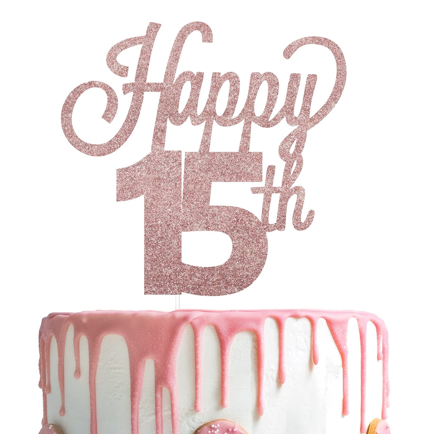 Lingteer Happy 15Th Birthday Cake Topper - Cheers To 15Th Birthday Fifteen Years Old Birthday Party Cake Decorations Sign.