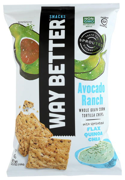 Way Better Snacks Avocado Ranch Tortilla Chips - Case of 12-5.5 OZ