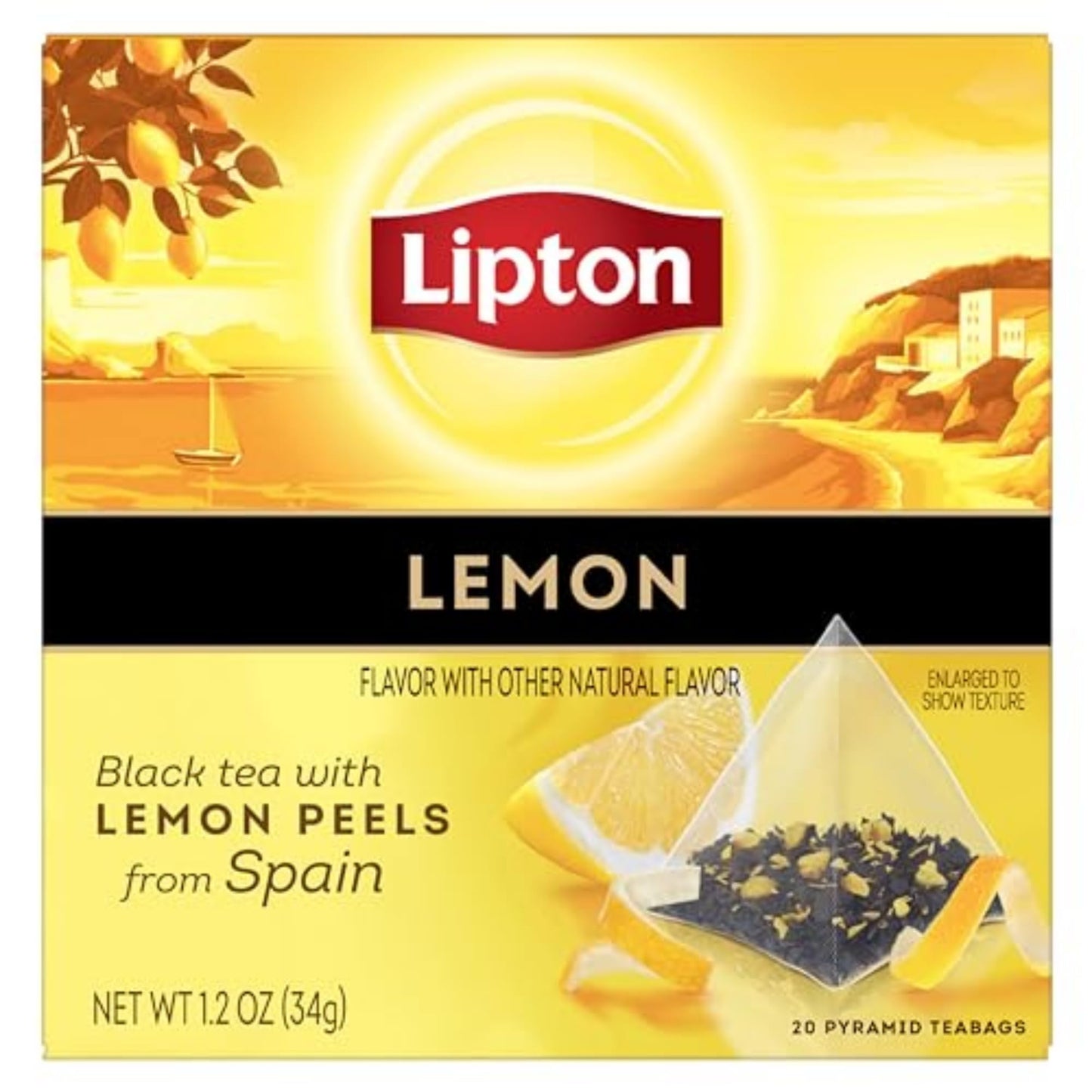 Lipton Black Tea Lemon Pyramid Tea Bags, 20 Count, Flavored Teabags for a Refreshing Cup of Tea
