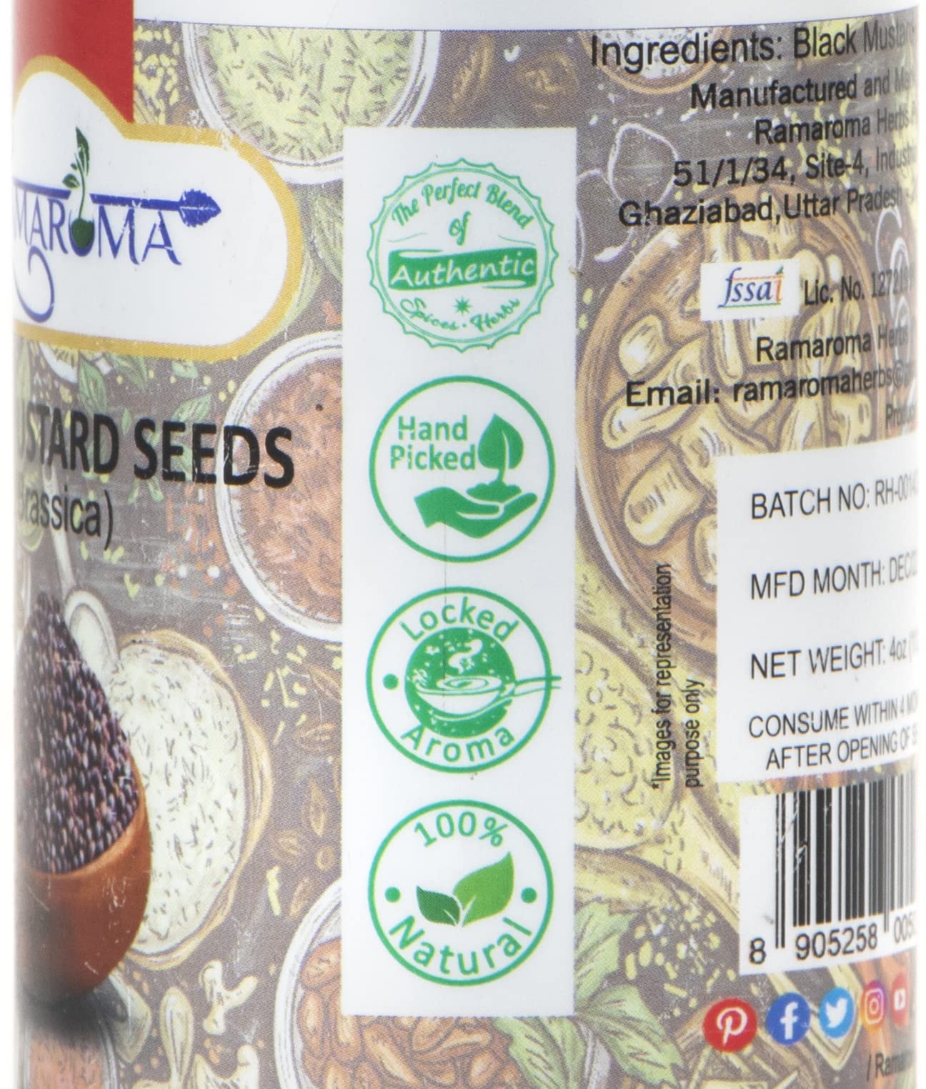 Ramaroma Mustard Seeds 4Oz (113G) All Natural | Gluten Friendly | Organic Natural Mustard Seeds Small | Sarso | Indian Spice