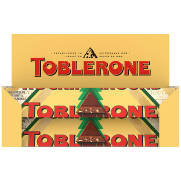 Toblerone Milk Chocolate Bar With Honey And Almond Nougat, Holiday Chocolate Gift Box, 10 - 12.6 Oz Bars