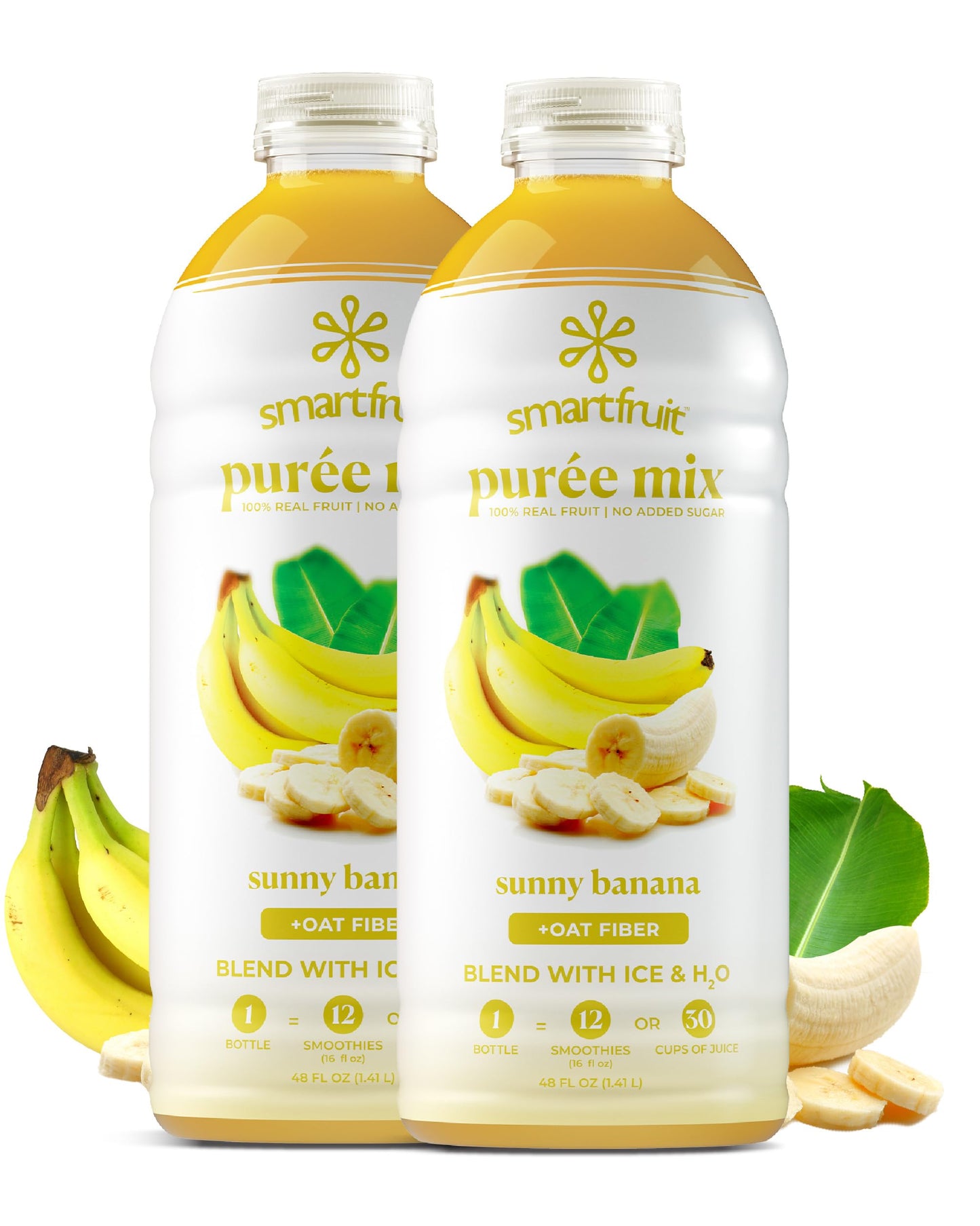 Smartfruit Sunny Banana + Oat Fiber - 100% Real Fruit Pur  e with Banana, Apple & Pineapple - Great for Smoothies, Juice, Yogurt