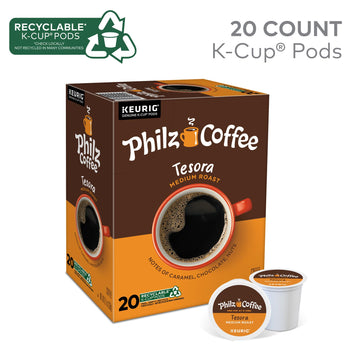 Philz Coffee Tesora K-Cup Pod Coffee, Single Serve Keurig K-Cup Pods, Medium Roast Coffee, 20 Count