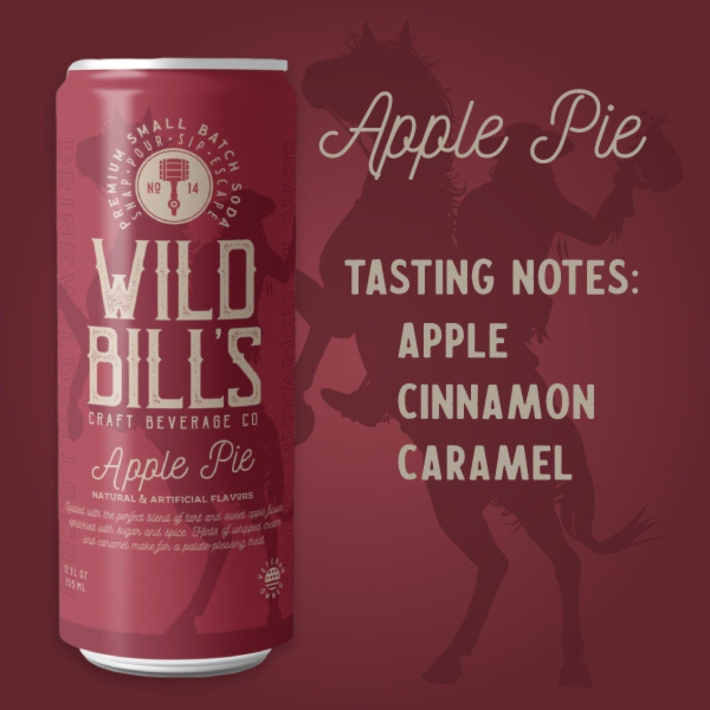 Wild Bills Apple Pie Soda - Classic Craft Soda, Caffeine Free, Vegan, 12 Fl Oz (Pack of 12)