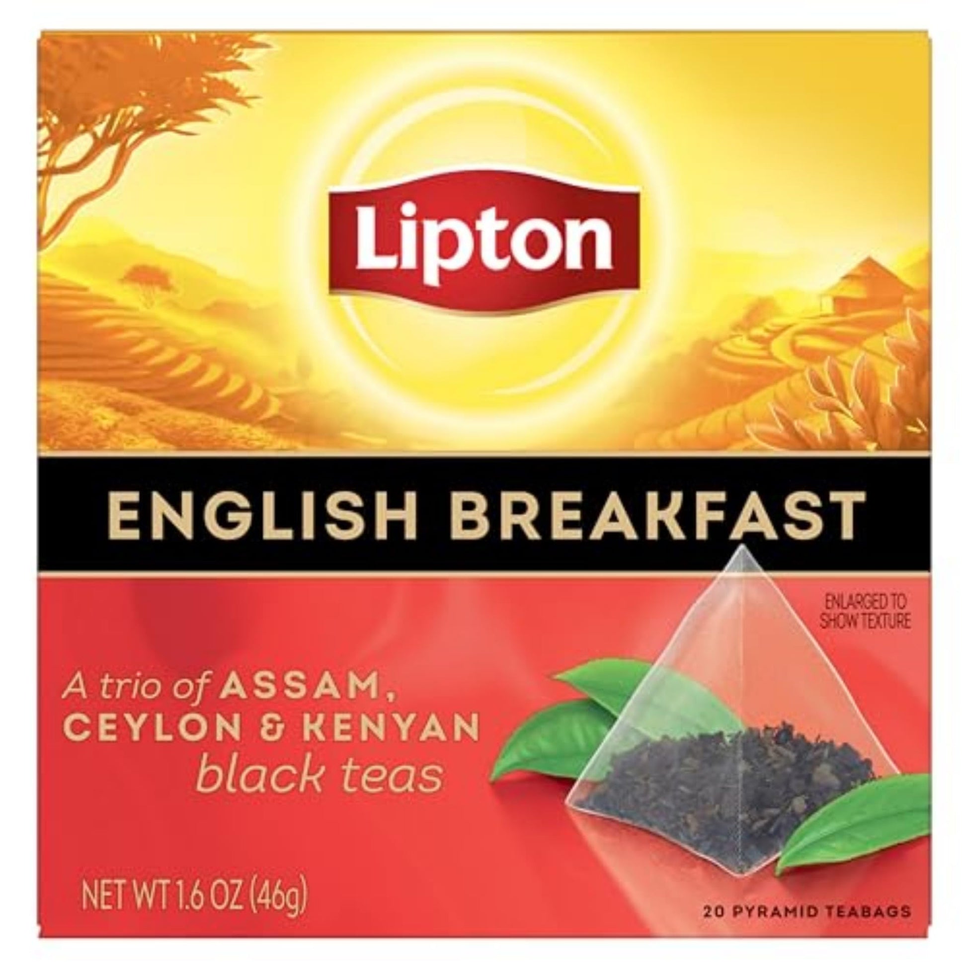 Lipton Black Tea English Breakfast Pyramid Tea Bags, 20 Bags, Multicoloured, Model 800859