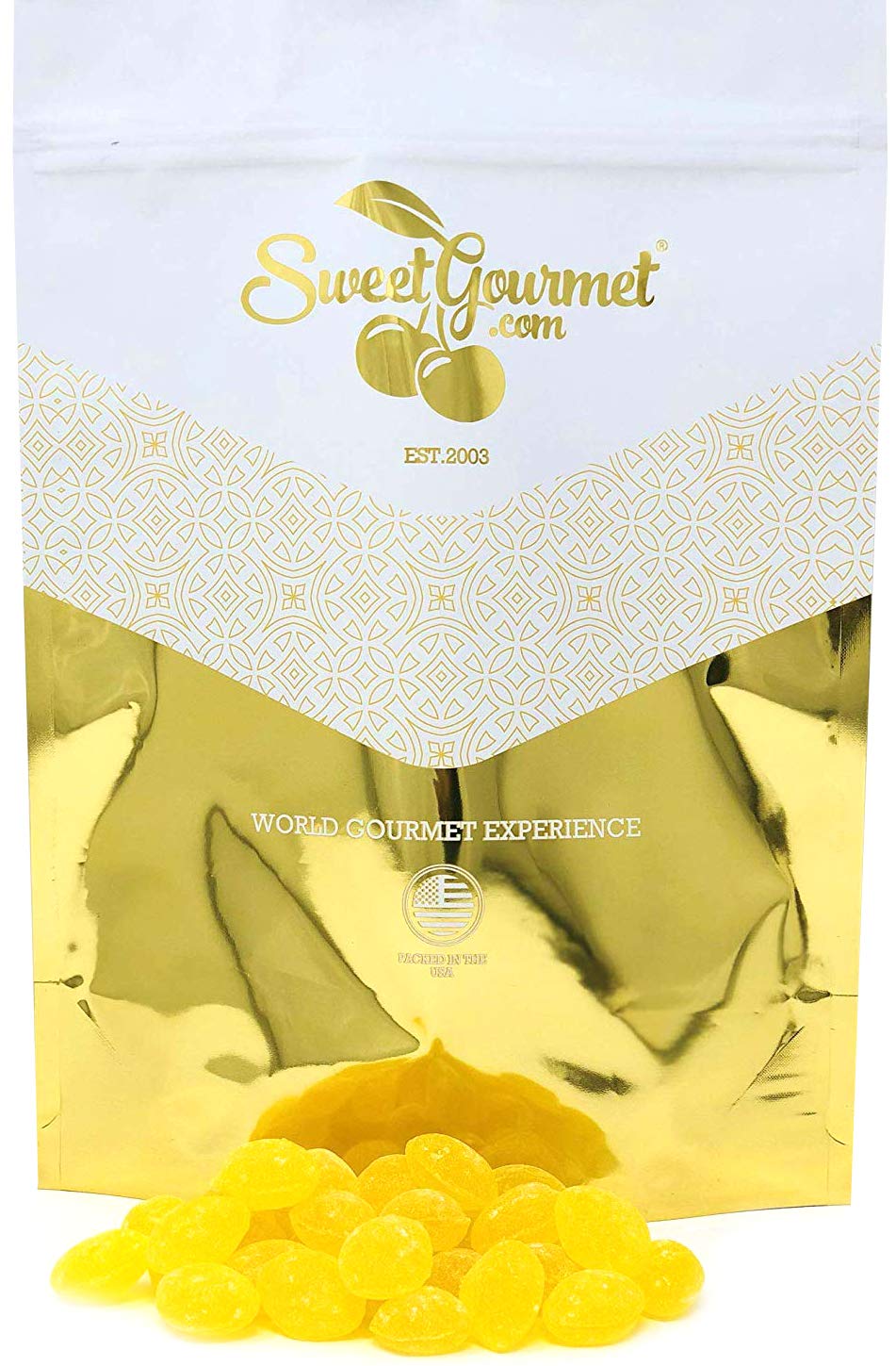 SweetGourmet Natural Sanded Lemon Drops Hard Candy, 3 Pound Bulk Pack