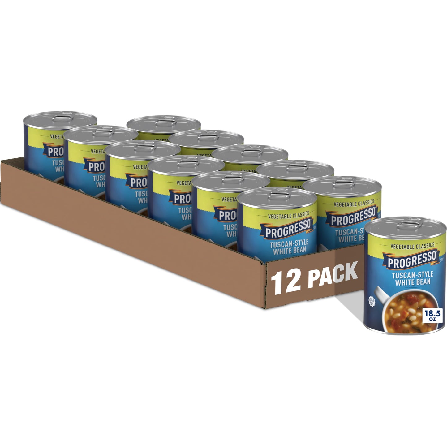 Progresso Vegetable Classics Soup, Tuscan-Style White Bean, 18.5 oz (Pack of 12)