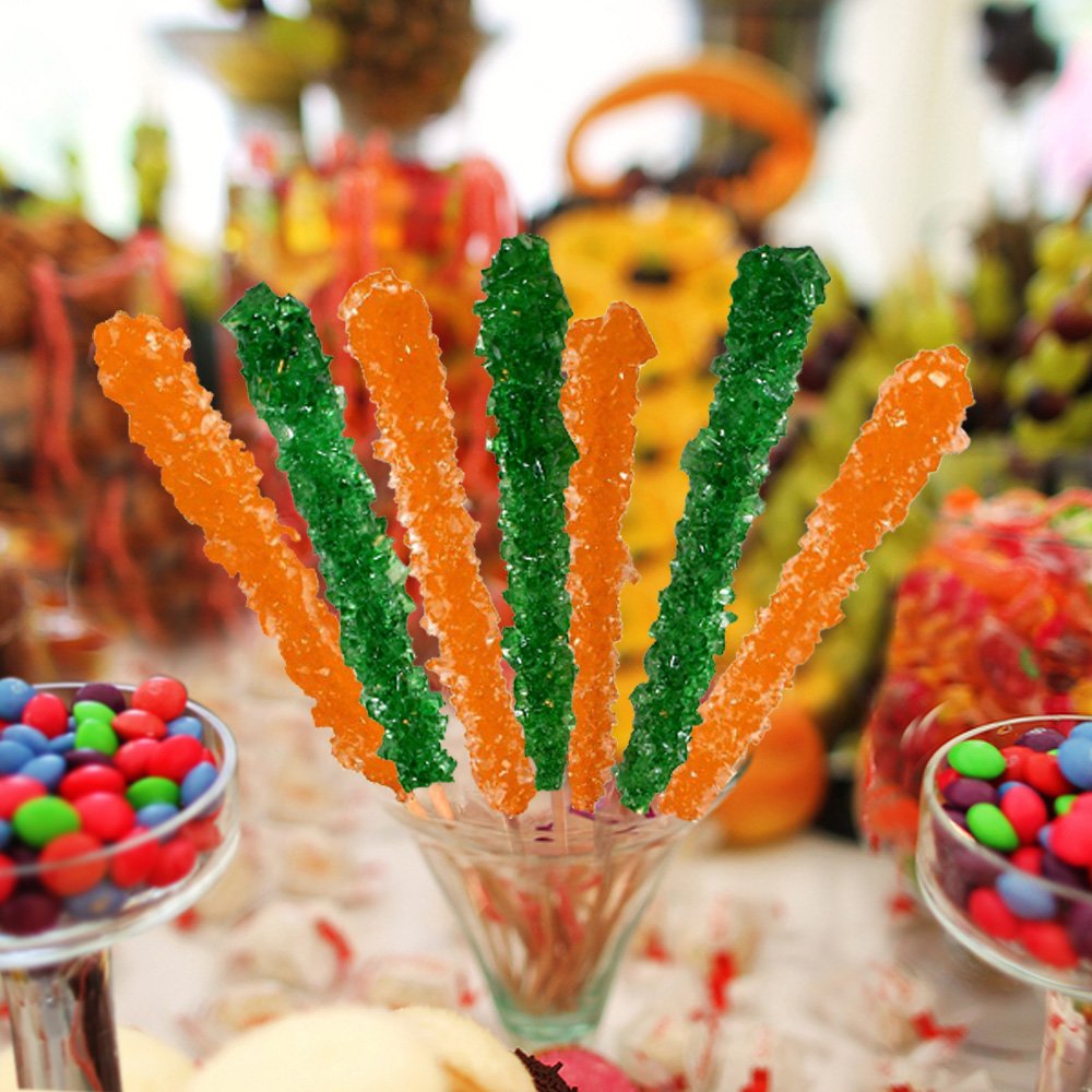Extra Large Rock Candy Sticks: 18 Orange Rock Candy Sticks - Individually Wrapped - Espeez Rock Candy Sticks For Candy Buffet, Birthdays, Weddings, Receptions And Baby Shower