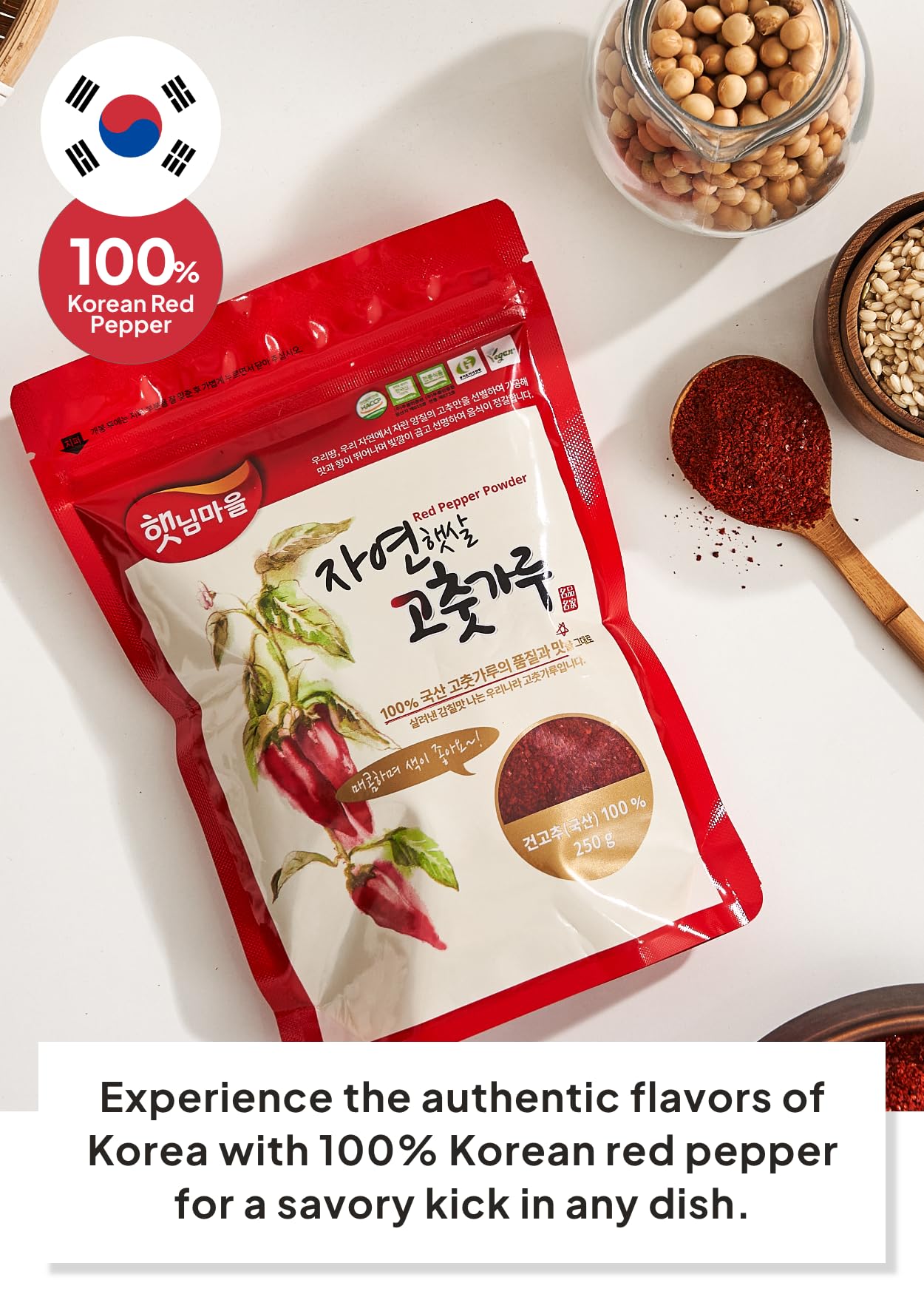 Korean Food Haetnim Maeul 100% Korean Red Chili Powder, Gochugaru Great For Kimchi 8.8Oz(250G) Vegan, No Msg, ,