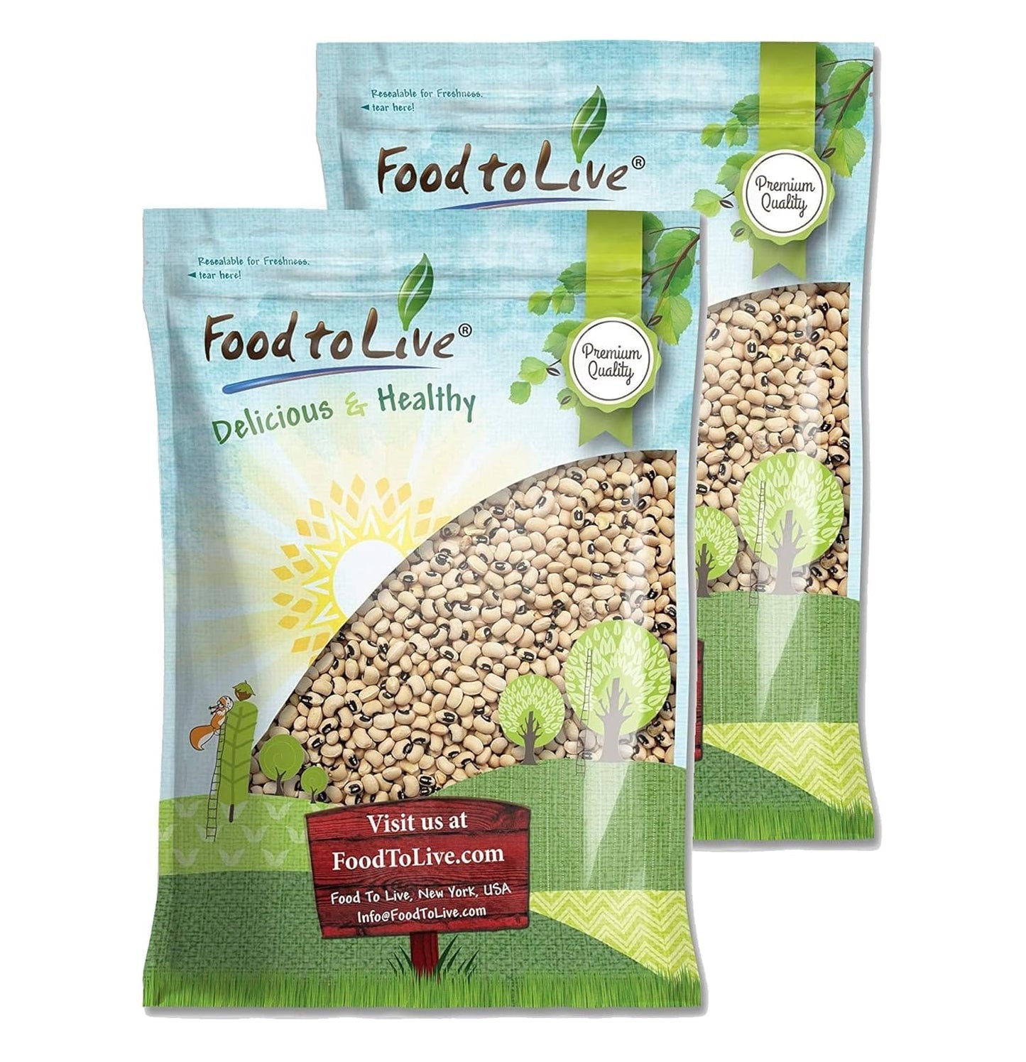 Food to Live Black-Eyed Peas, 20 Pounds - Raw Dried Whole Cow Peas, Kosher, Vegan, Sproutable. High in Dietary Fiber, Easy to Co