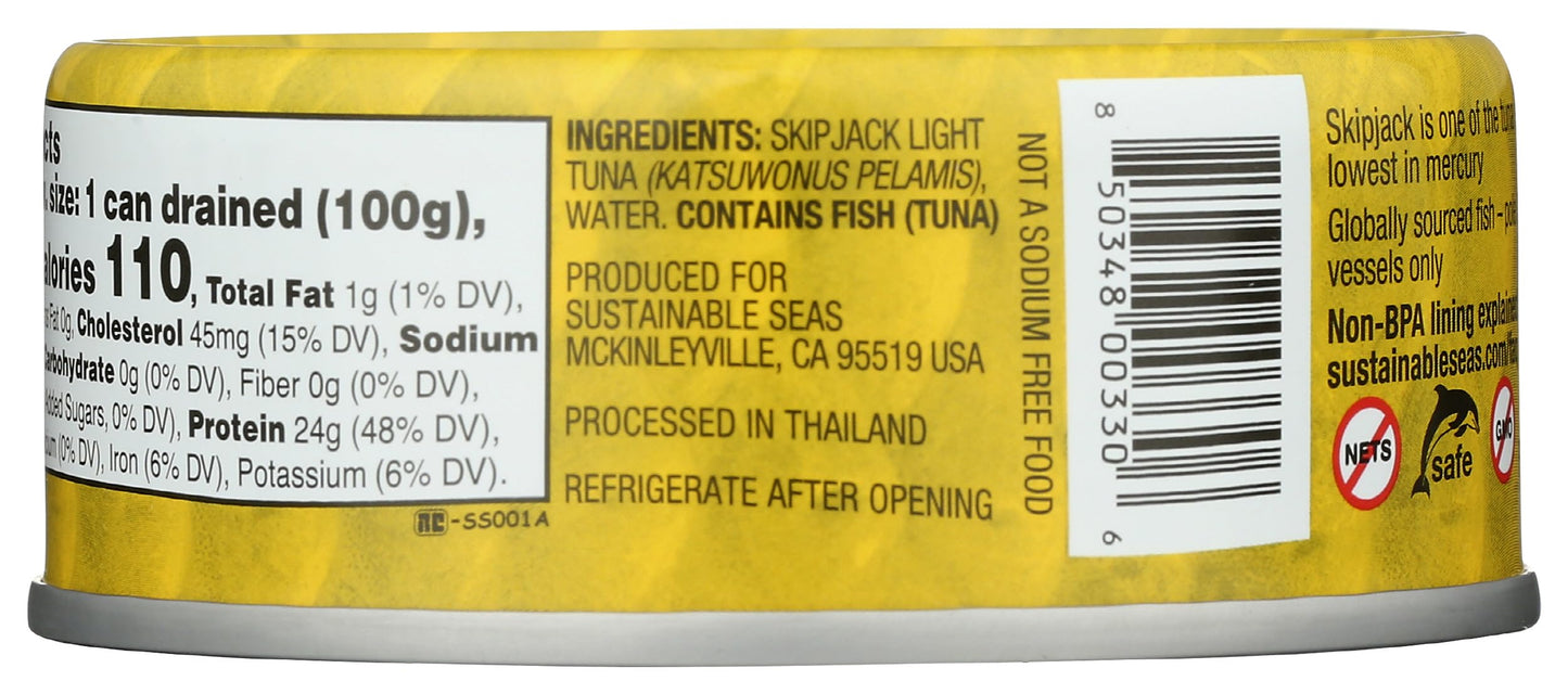 SUSTAINABLE SEAS Chunky Light Tuna in Water No Salt, 6 OZ