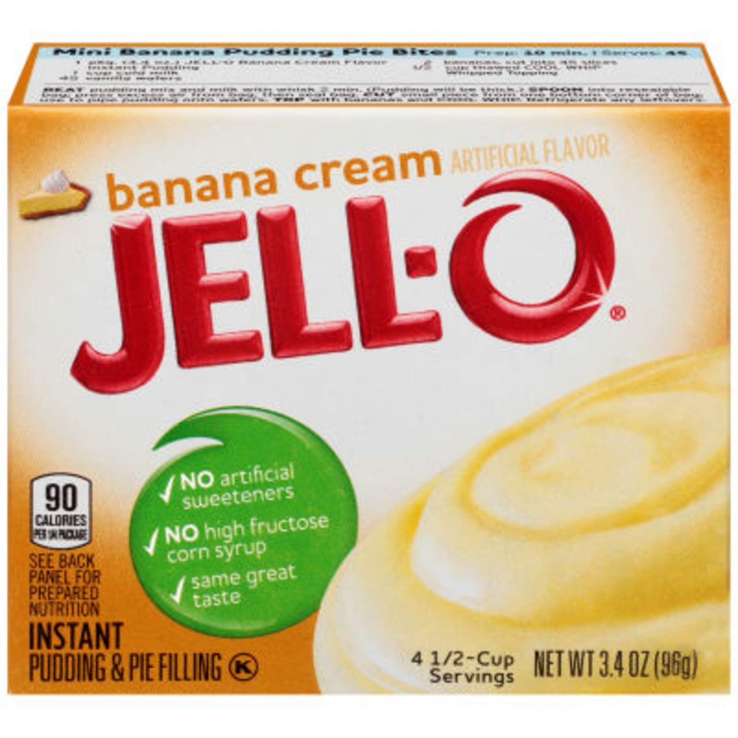 Jell-O Instant Cook & Serve Pudding, Banana Cream, 3.4 Oz (Pack of 4)