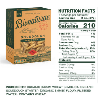 Bionaturae Organic Sourdough Penne Pasta - Dried Pasta Noodles - 12 Ounce - Model 0799210620015