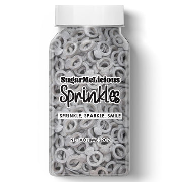 SugarMeLicious Silver Wedding Ring Thick Candy Quins, Cupcake Confetti, Anniversary, Engagement Sprinkles, 2oz