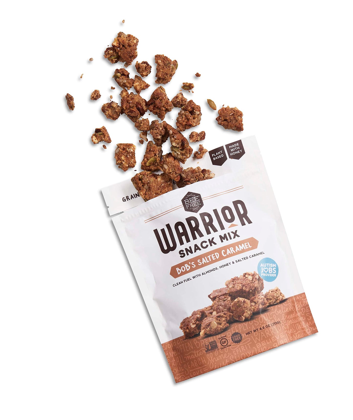 BeeFree Warrior Mix Gluten Free Granola Bites, Paleo, Low Carb, 9 Ounce Bag