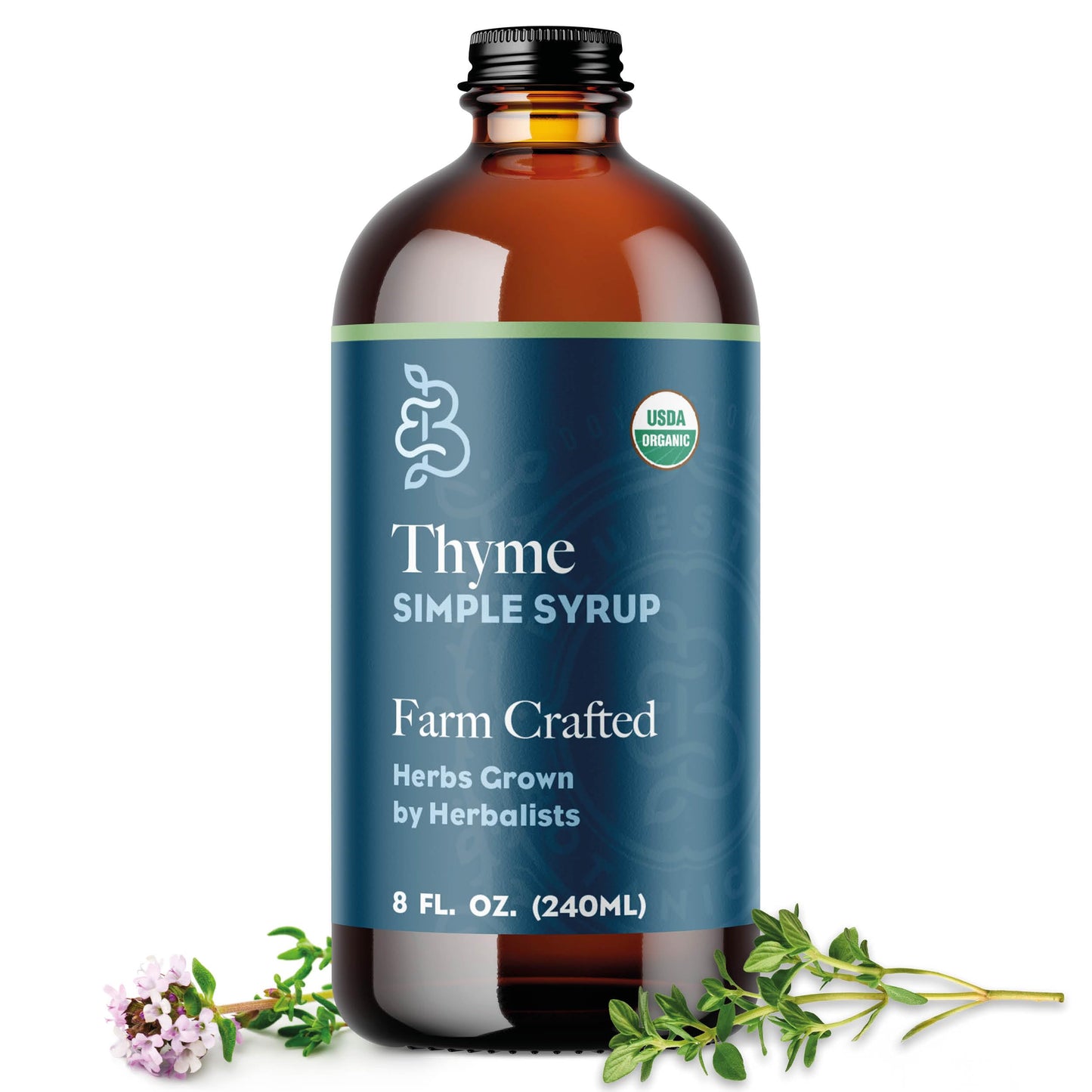 Bluestem Botanicals Organic Thyme Simple Syrup, Non-Alcoholic Cocktail Mixer, 8 oz