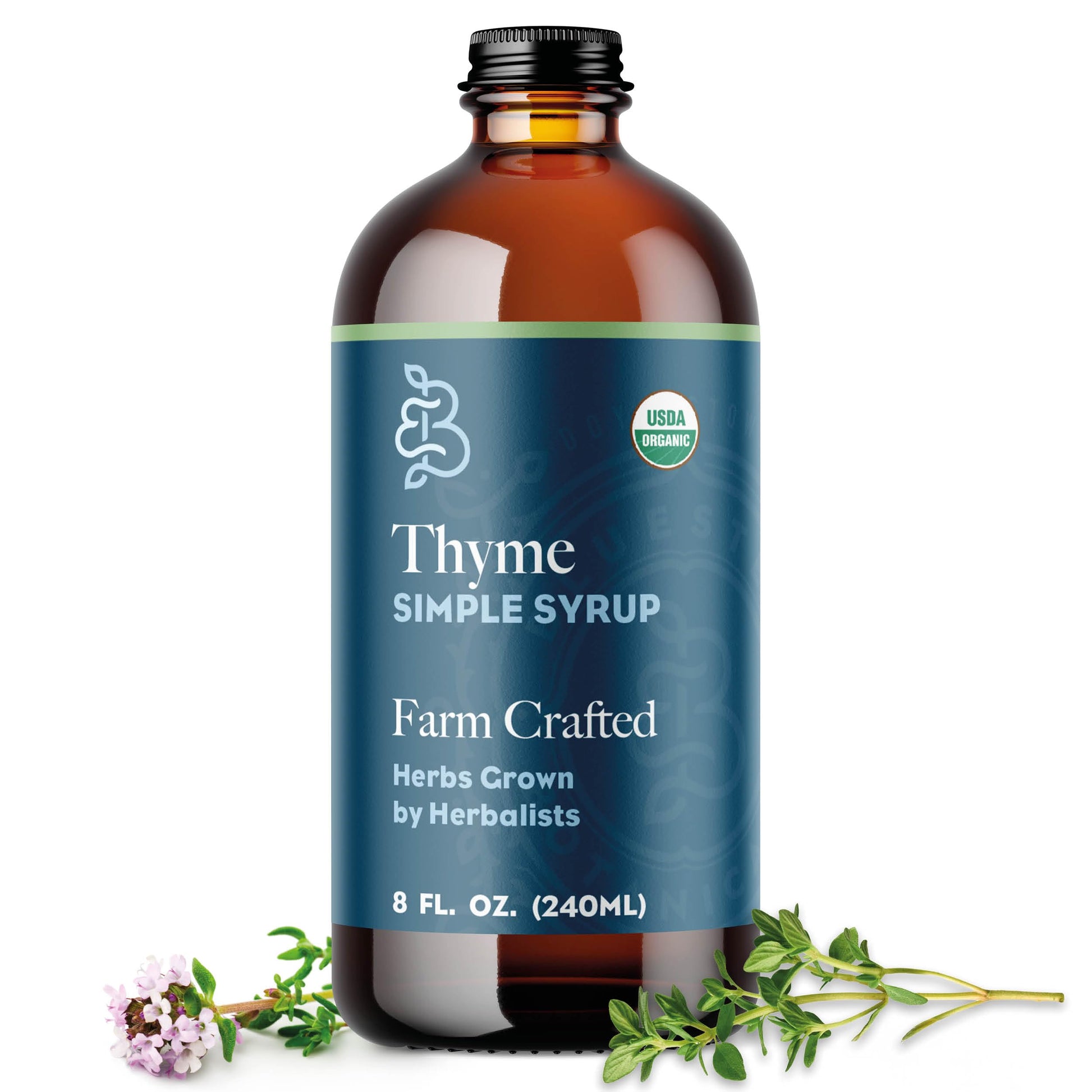 Bluestem Botanicals Organic Thyme Simple Syrup, Non-Alcoholic Cocktail Mixer, 8 oz