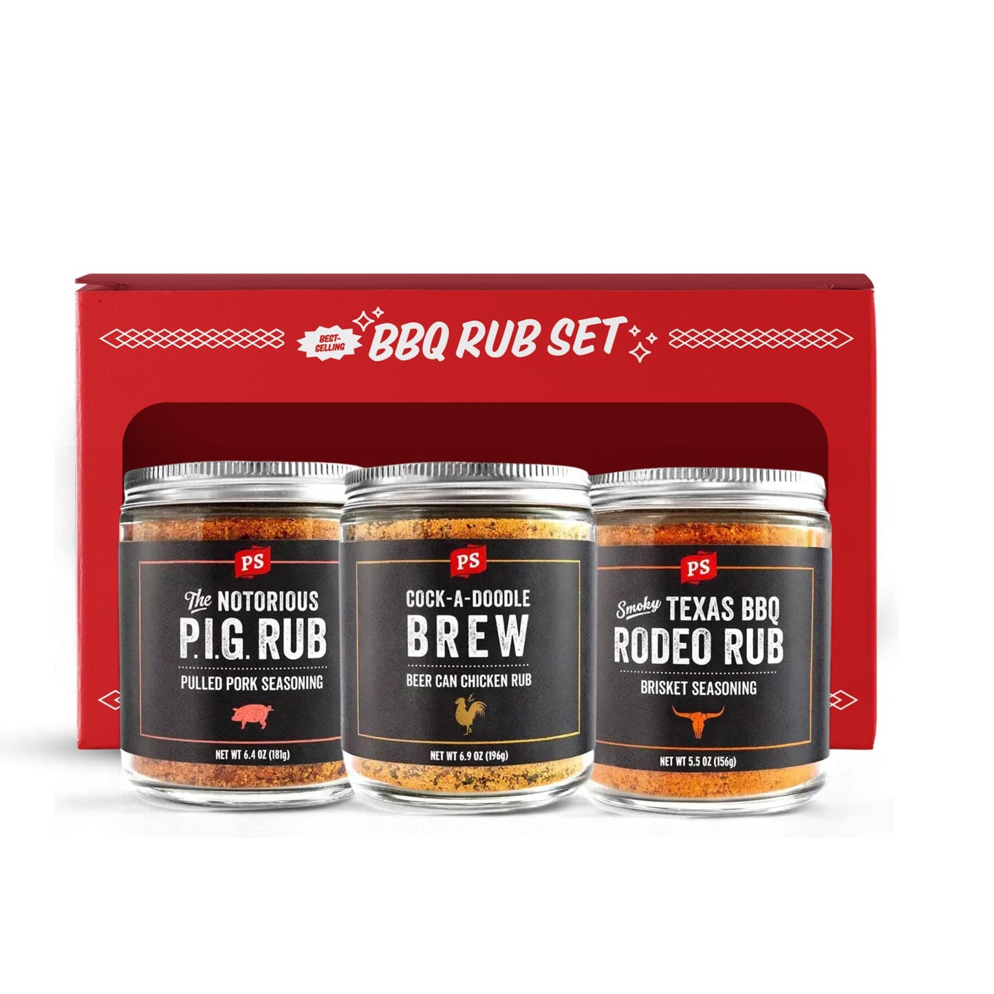 PS Seasoning BBQ Rub Variety Pack - Notorious PIG, Cock-A-Doodle Brew, Texas Rodeo - 6.27 Ounce (Pack of 3)