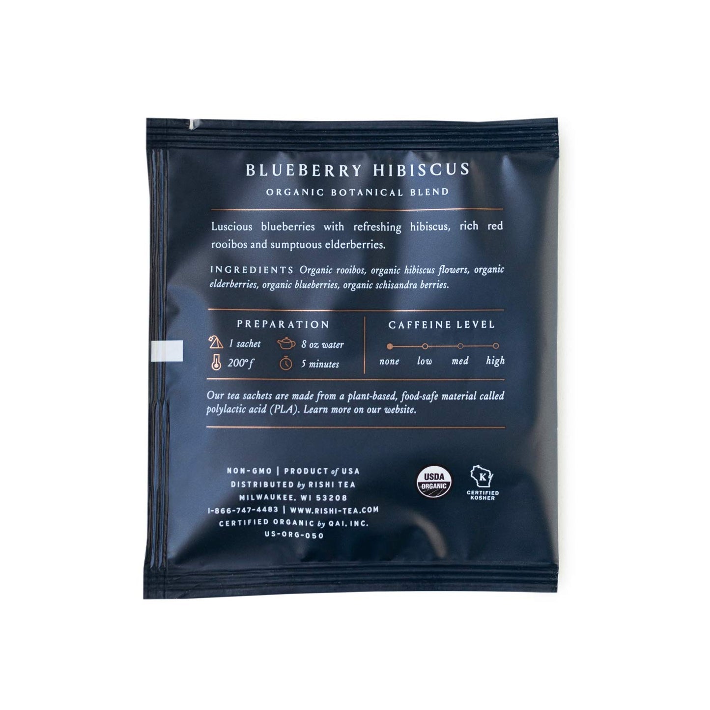 Rishi Tea Herbal Tea - Blueberry Hibiscus, USDA Organic, Caffeine-Free, 50 Count
