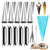 Non-stick Cream Cannoli Tubes, FantasyDay 18 Pcs Stainless Steel Baking Cones Pastry Roll Horn Croissant Mold Cannoli Shells wit