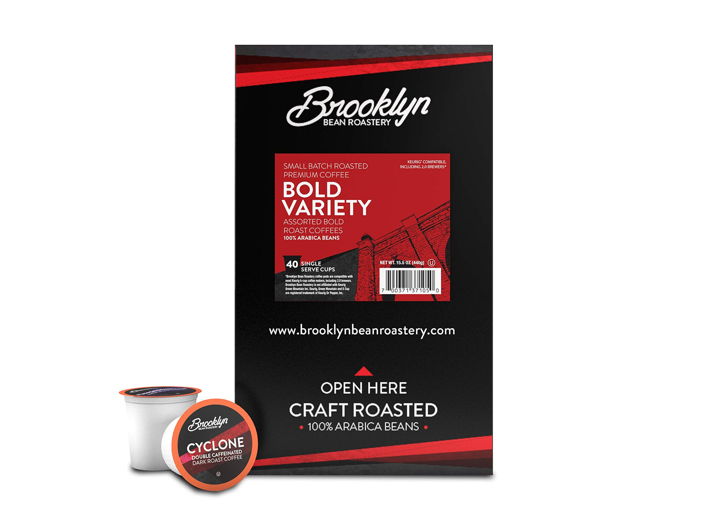 Brooklyn Beans Coffee Pods, Bold Gourmet Variety Pack - Compatible With Keurig 2.0 K Cup Malt-Inspired, 40 Count, Strong And Intense Dark Roast