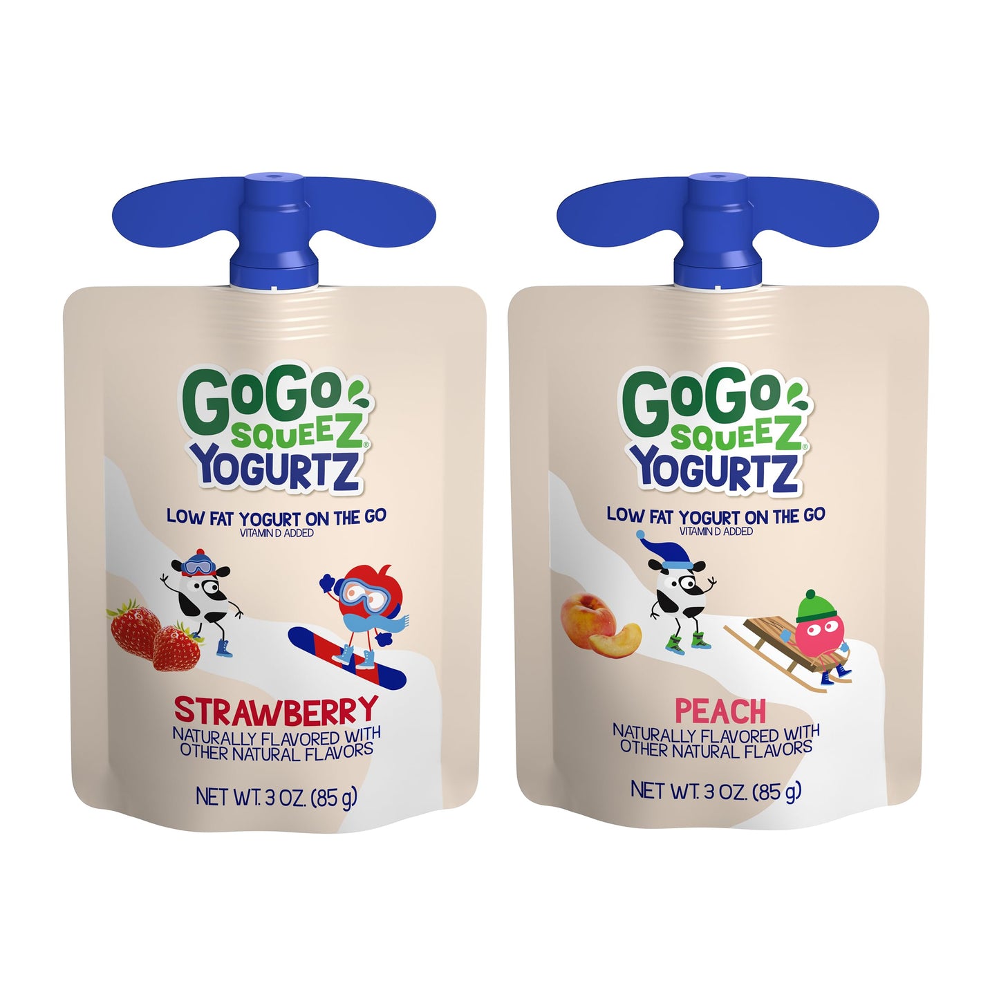 GoGo SqueeZ YogurtZ Variety Pack, Strawberry & Peach, 3 oz (Pack of 20), Gluten Free, Nut Free, BPA Free Pouches