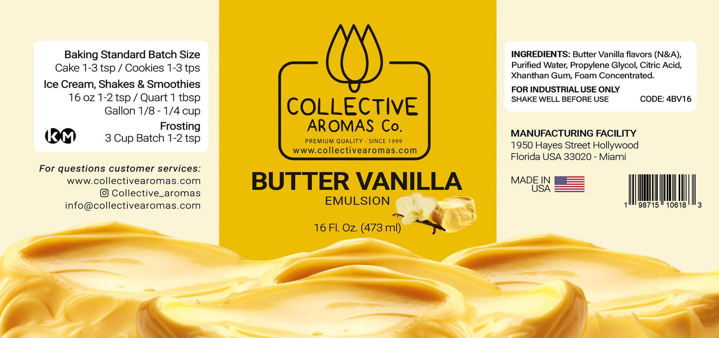 THE HONEST PRICE STORE Butter Vanilla Emulsion for Baking - 16 fl oz, Natural Flavoring Blend for Cookies, Cakes & More