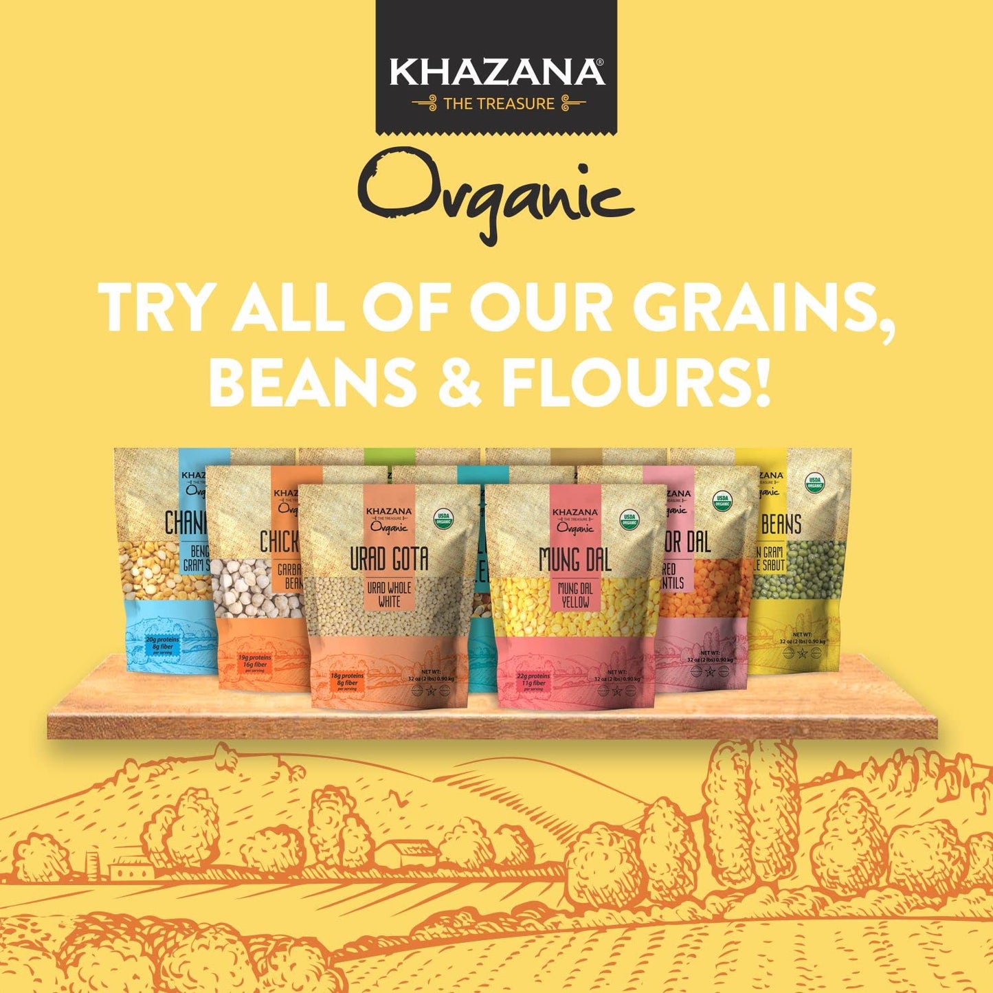 Khazana Organic Mung Beans - Green Gram Whole - 7lb - Non GMO, Gluten Free, Kosher - Authentic Lentils from India
