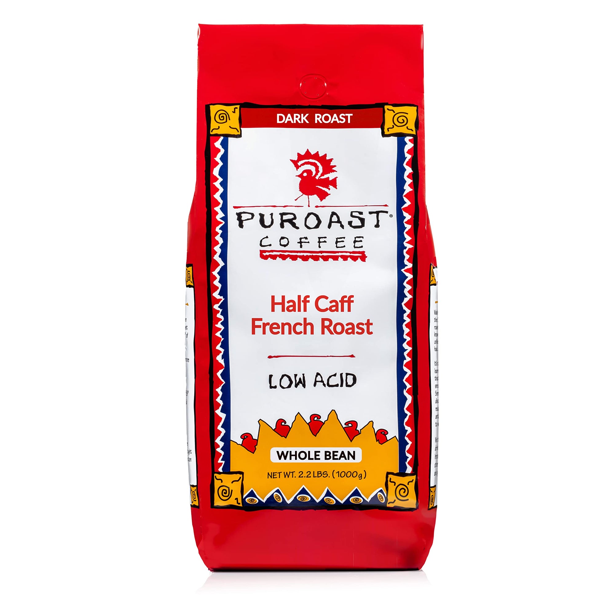 Puroast Coffee Half Caff Dark Roast Whole Bean Coffee, 2.2 Pound, Specialty Coffee